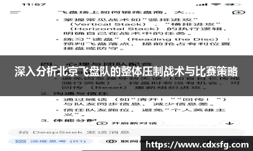 深入分析北京飞盘队的整体压制战术与比赛策略